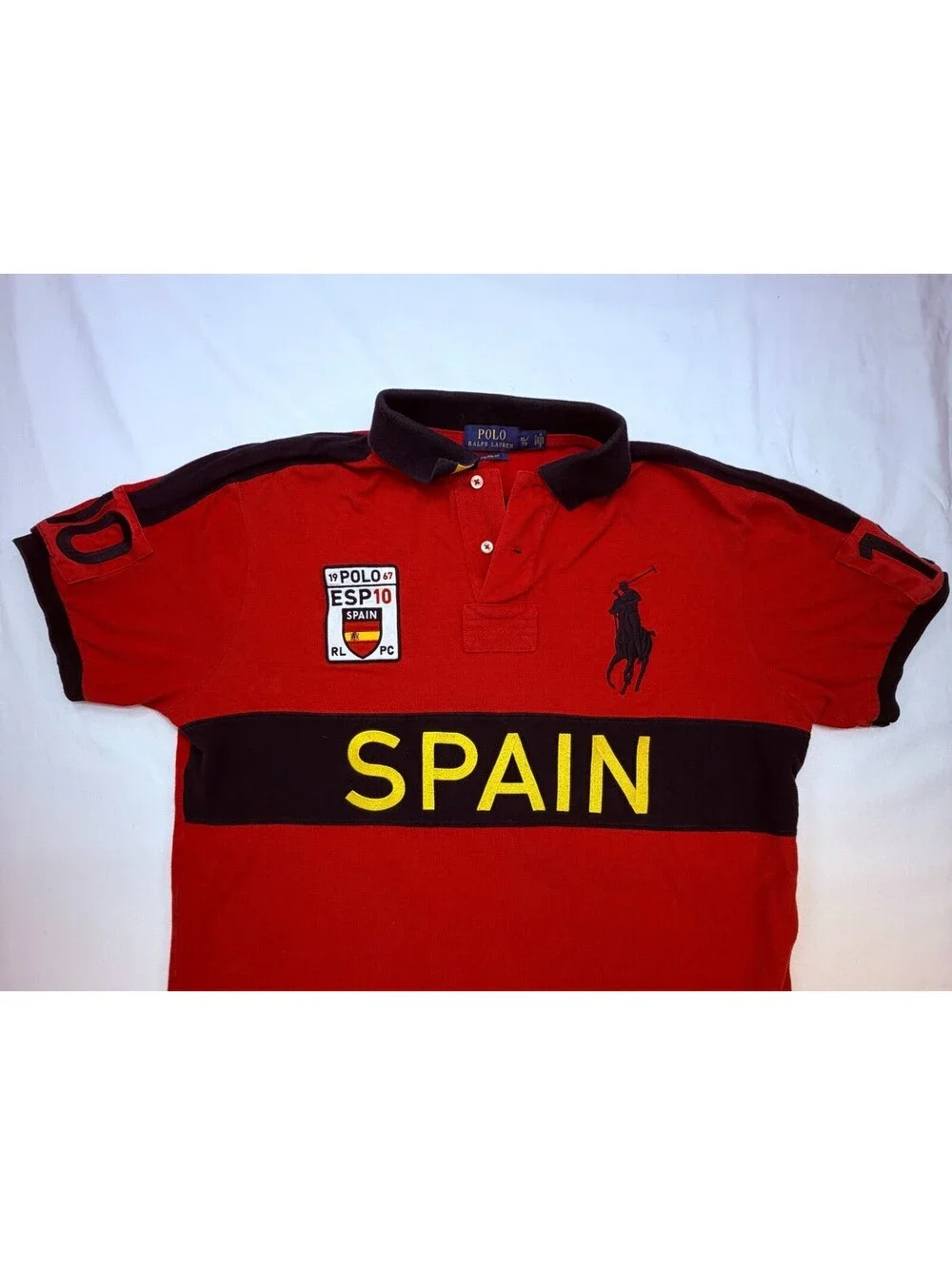 Ralph Lauren Men's Polo Shirt ESP #10 Spain Embroidered Custom Fit XL Red